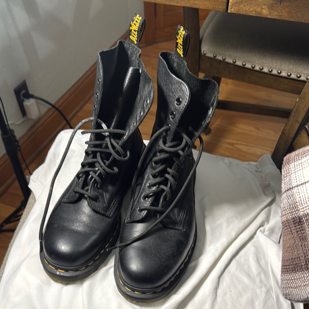Dr. Martens Black Combat Boots with Air-Cushioned Sole